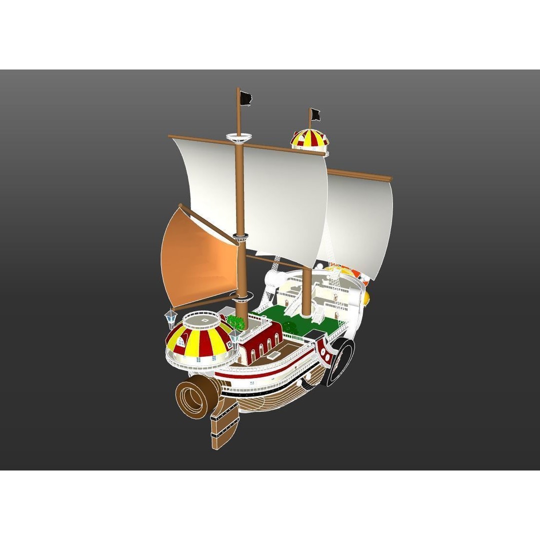 Thousand Sunny 3D Model – Low Poly Pirate Ship, Rigged, FBX, OBJ - View 10