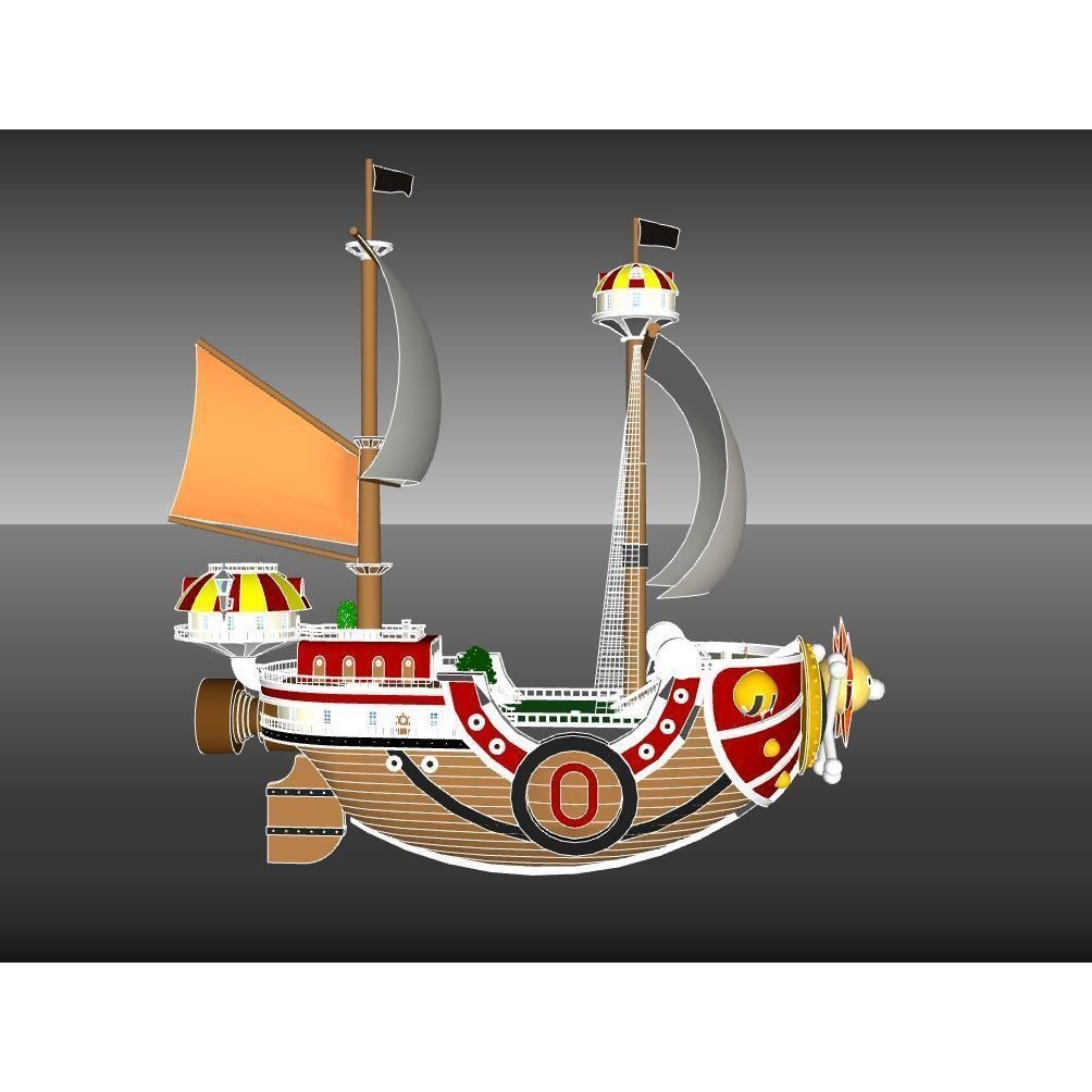 Thousand Sunny 3D Model – Low Poly Pirate Ship, Rigged, FBX, OBJ - View 12