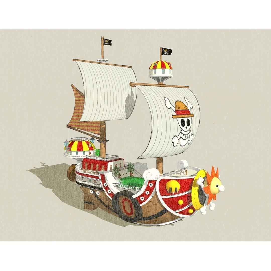 Thousand Sunny 3D Model – Low Poly Pirate Ship, Rigged, FBX, OBJ - View 13