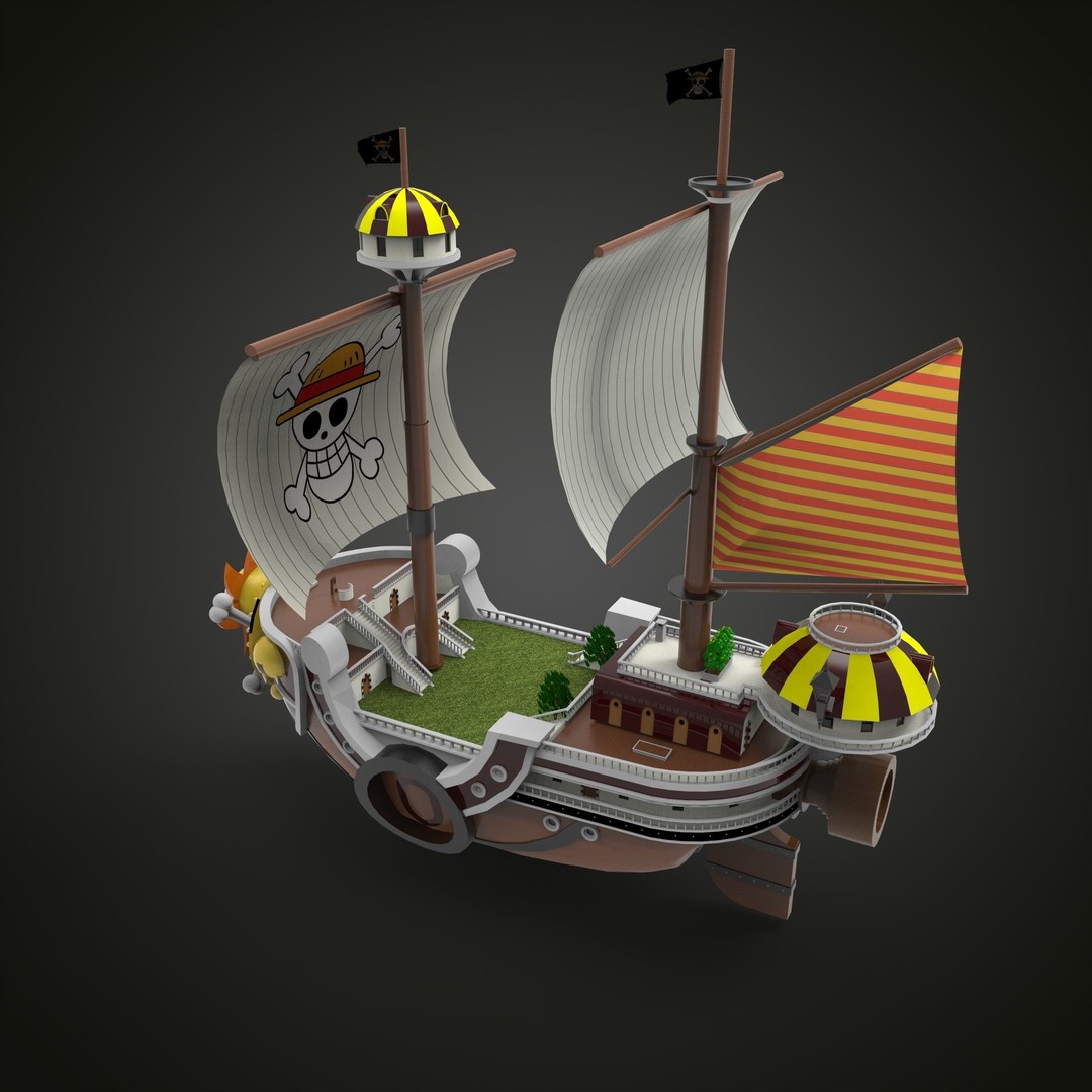 Thousand Sunny 3D Model – Low Poly Pirate Ship, Rigged, FBX, OBJ - View 14