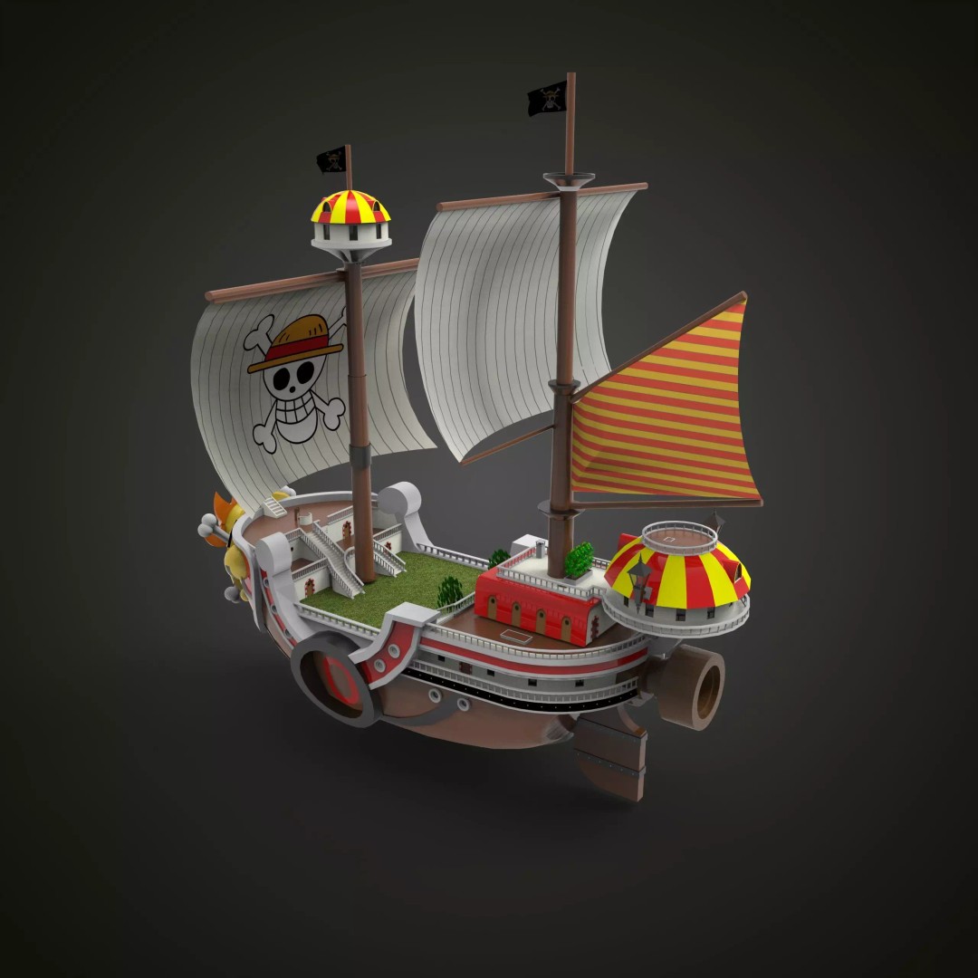 Thousand Sunny 3D Model – Low Poly Pirate Ship, Rigged, FBX, OBJ - View 2
