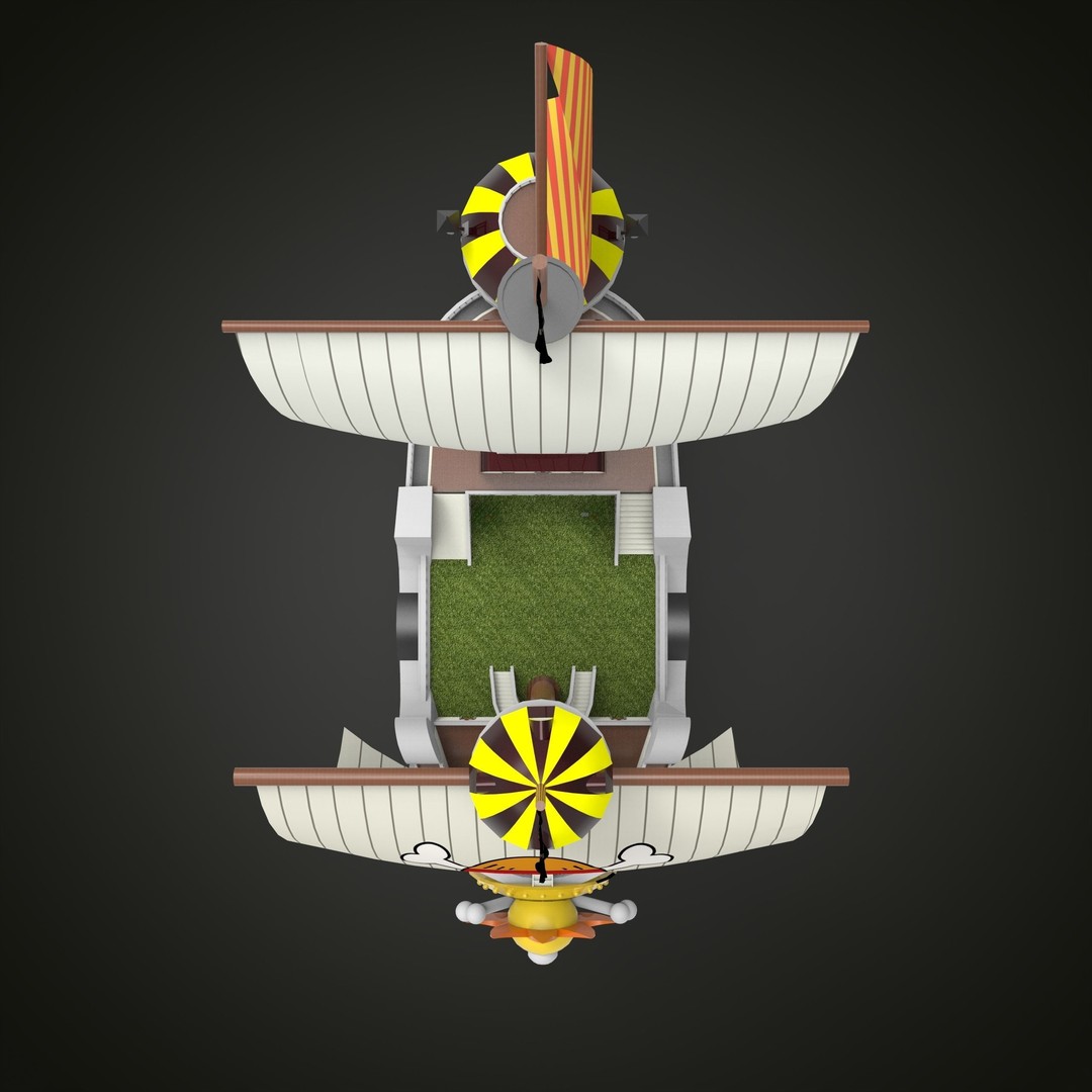 Thousand Sunny 3D Model – Low Poly Pirate Ship, Rigged, FBX, OBJ - View 4