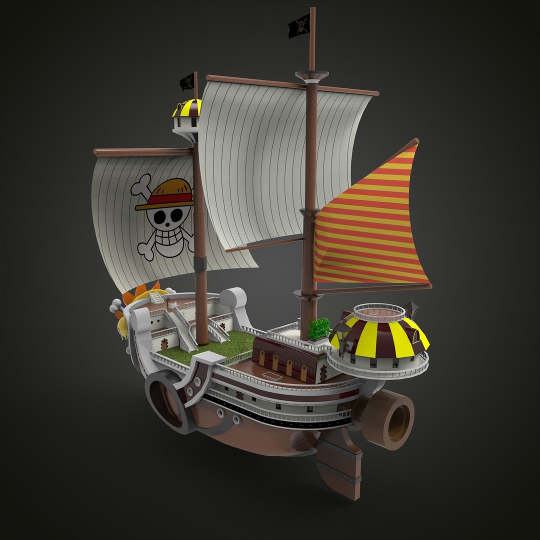 Thousand Sunny 3D Model – Low Poly Pirate Ship, Rigged, FBX, OBJ - View 5