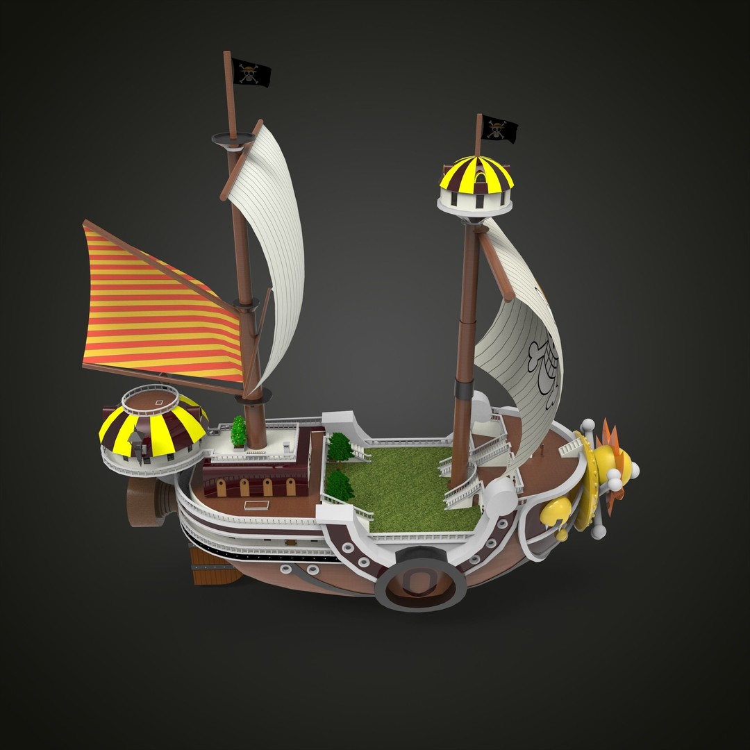 Thousand Sunny 3D Model – Low Poly Pirate Ship, Rigged, FBX, OBJ - View 6