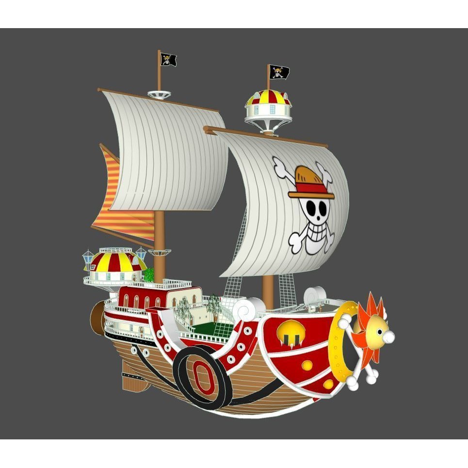 Thousand Sunny 3D Model – Low Poly Pirate Ship, Rigged, FBX, OBJ - View 7