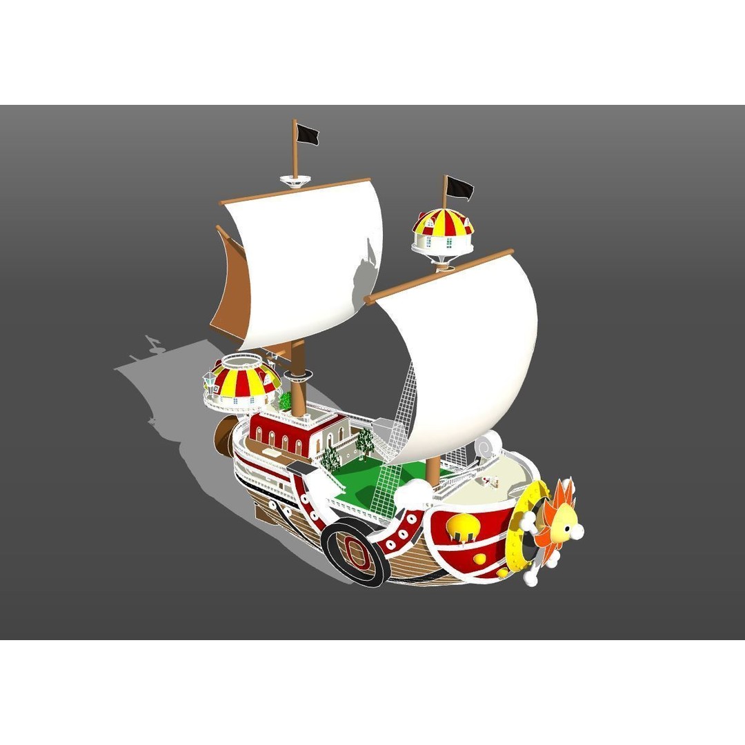 Thousand Sunny 3D Model – Low Poly Pirate Ship, Rigged, FBX, OBJ - View 9
