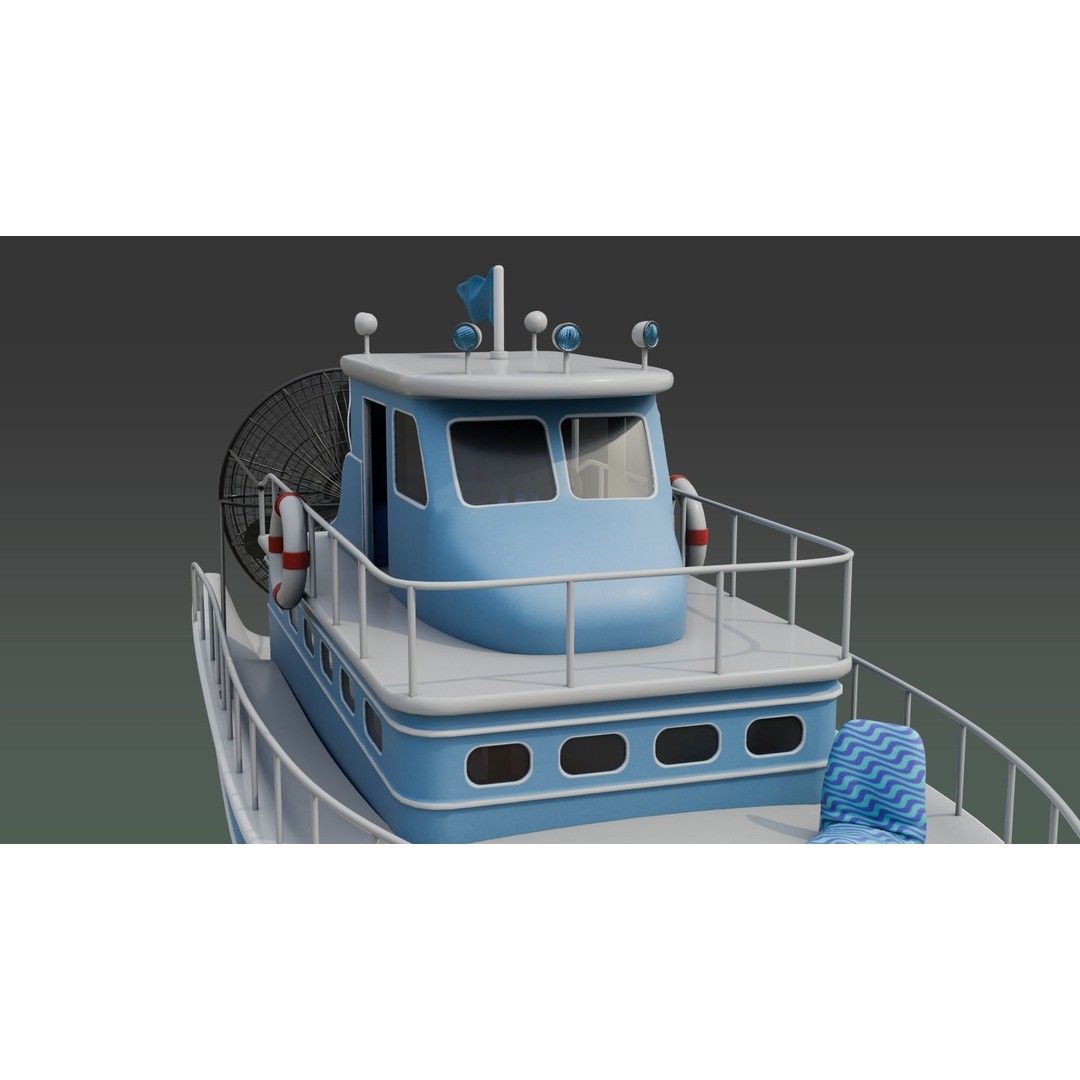 Antique Blue Airboat 3D Model – Low Poly PBR Recreational Asset, FBX - View 10
