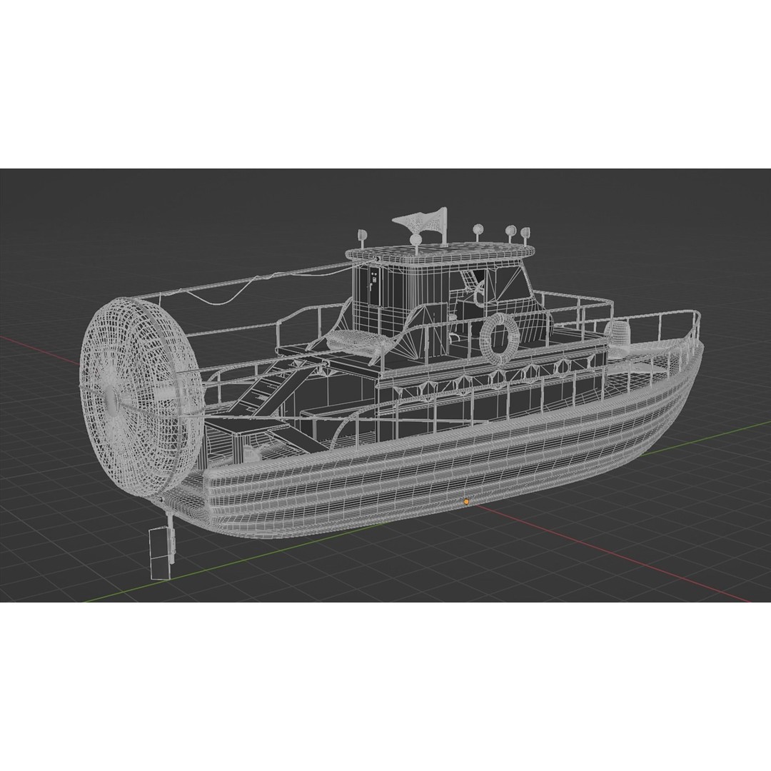 Antique Blue Airboat 3D Model – Low Poly PBR Recreational Asset, FBX - View 13