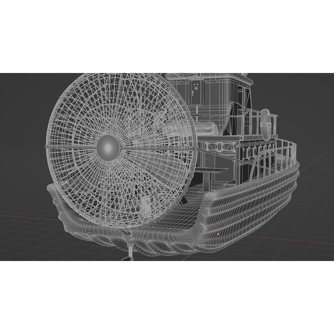 Antique Blue Airboat 3D Model – Low Poly PBR Recreational Asset, FBX - View 14