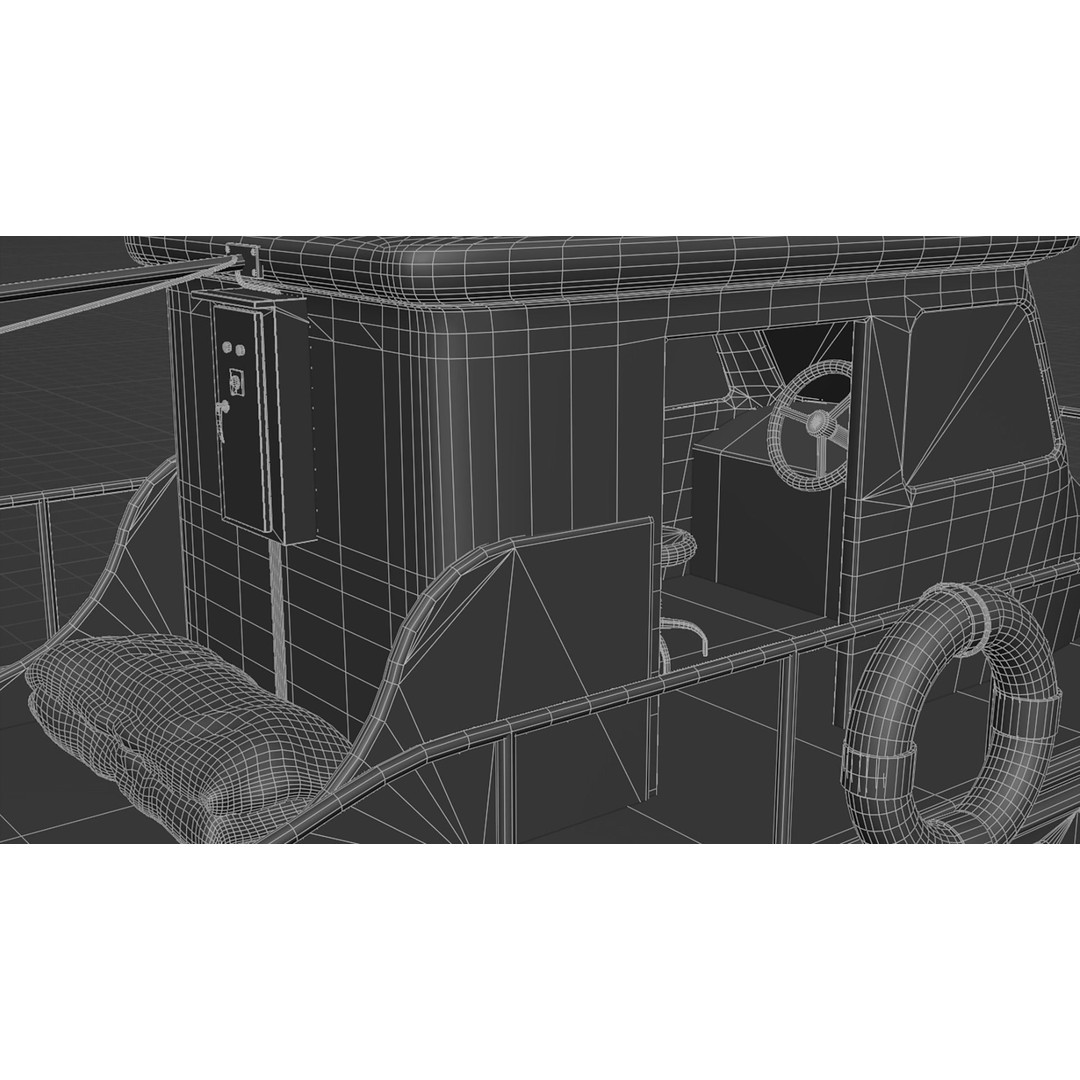 Antique Blue Airboat 3D Model – Low Poly PBR Recreational Asset, FBX - View 15