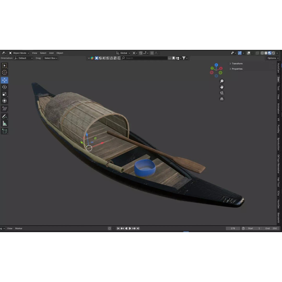 Traditional Wooden Boat 3D Model – Low Poly Watercraft, FBX, PBR - View 12
