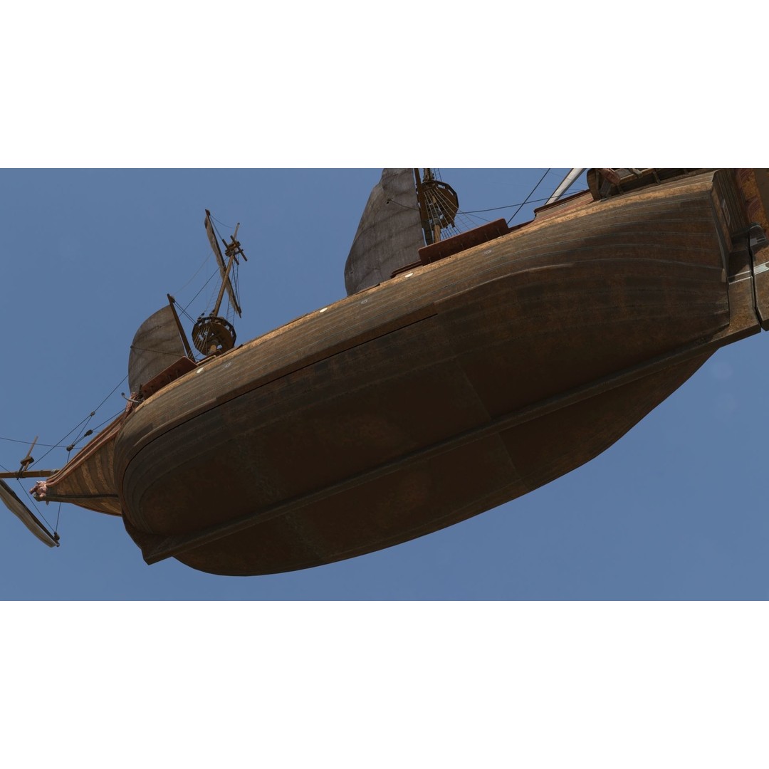 Galleon Ship 3D Model – Historic Naval Vessel, FBX, Game Ready - View 3