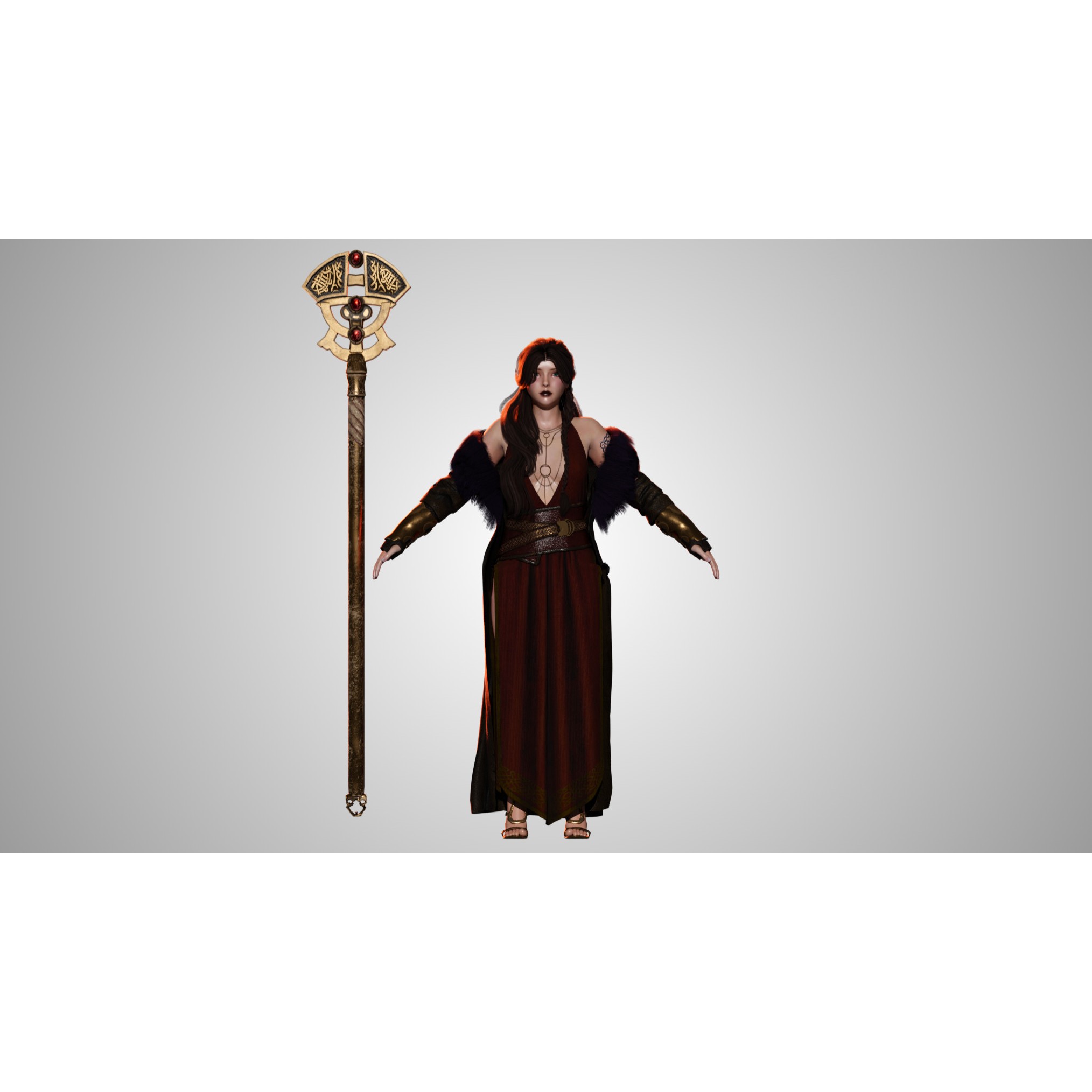 Nordic Wizard - Low-Poly Game-Ready 3D Model - View 10