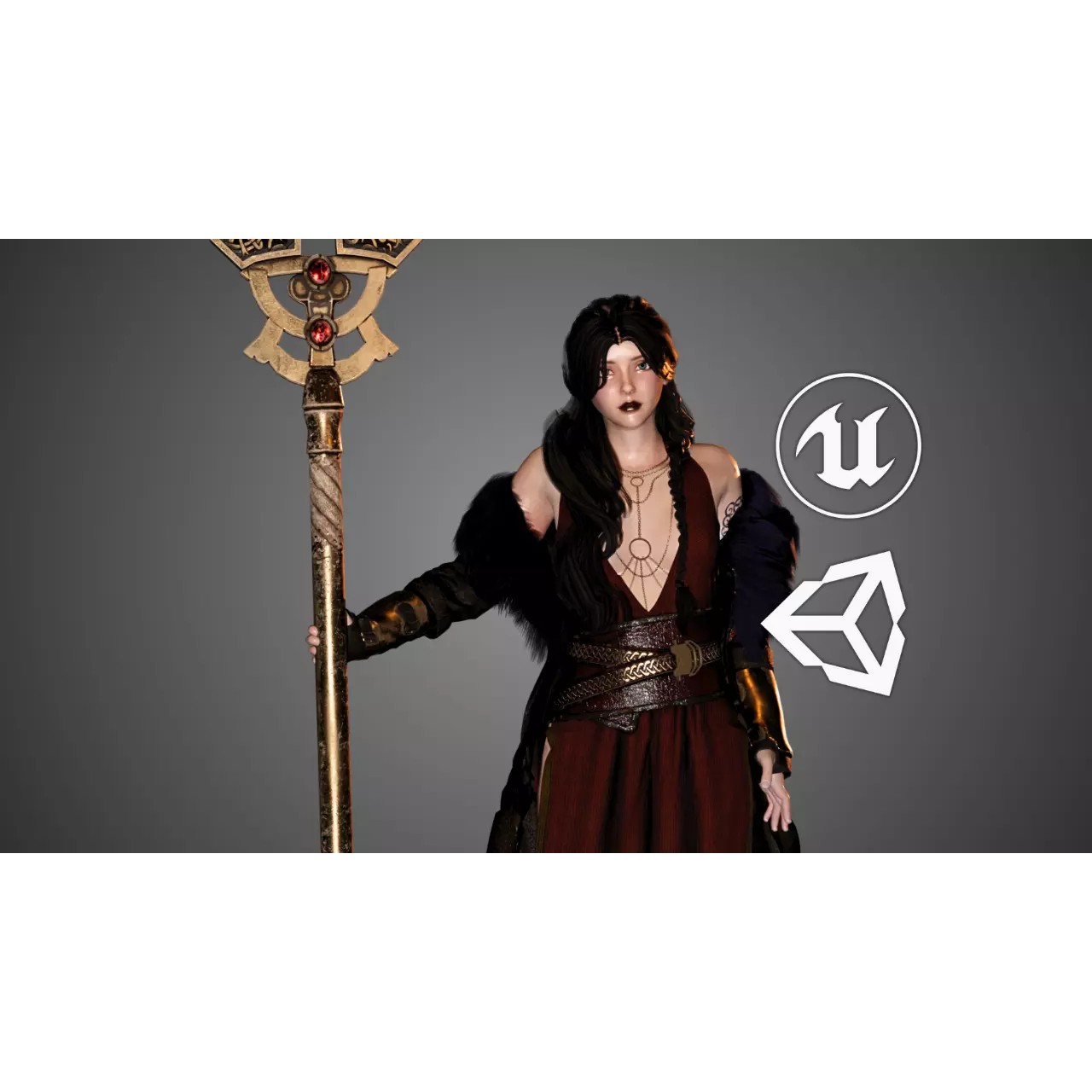Nordic Wizard - Low-Poly Game-Ready 3D Model - View 2