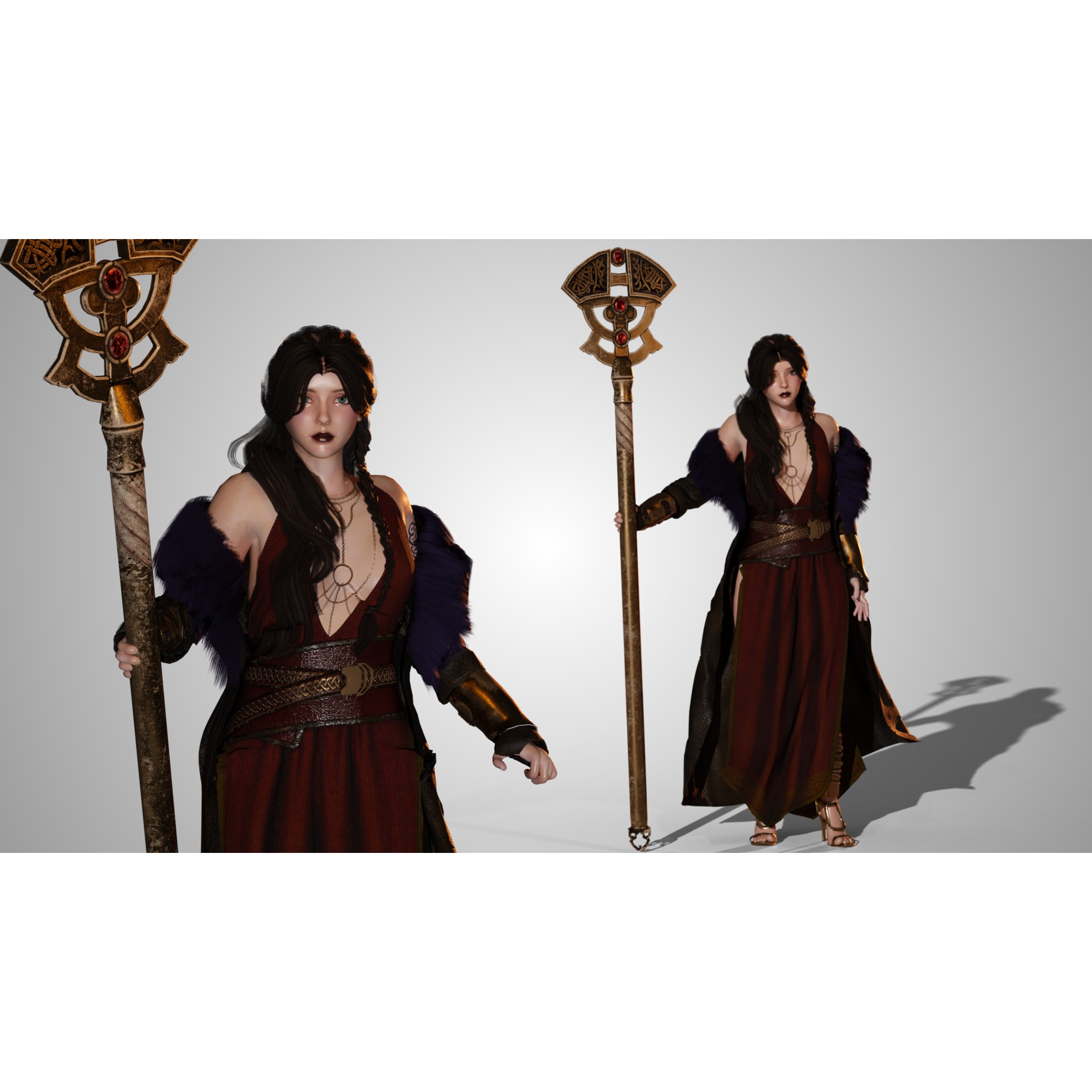 Nordic Wizard - Low-Poly Game-Ready 3D Model - View 3