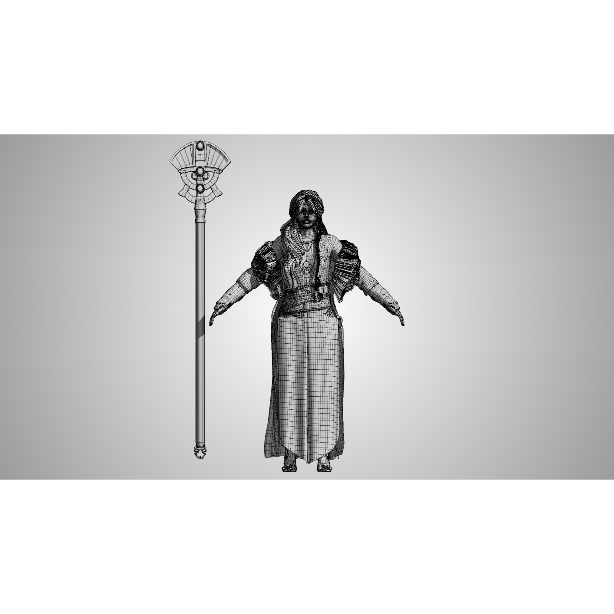 Nordic Wizard - Low-Poly Game-Ready 3D Model - View 8
