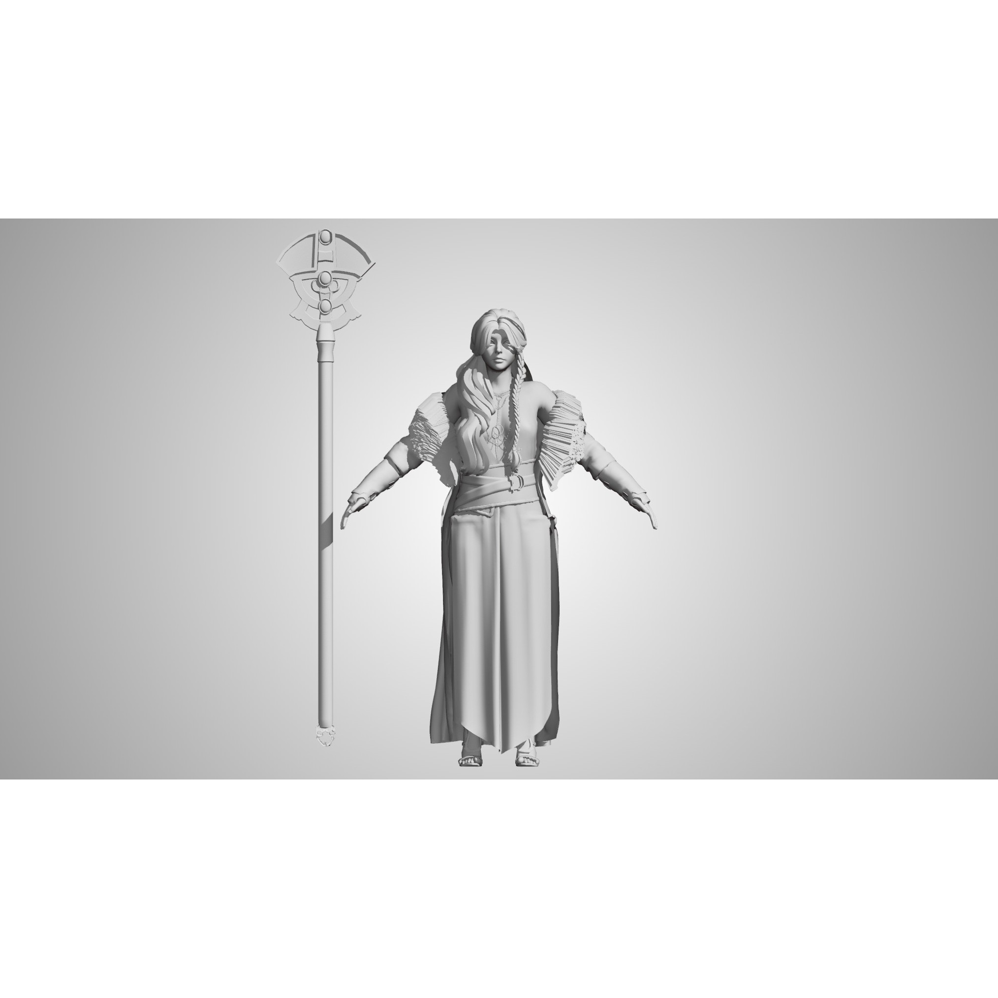 Nordic Wizard - Low-Poly Game-Ready 3D Model - View 9