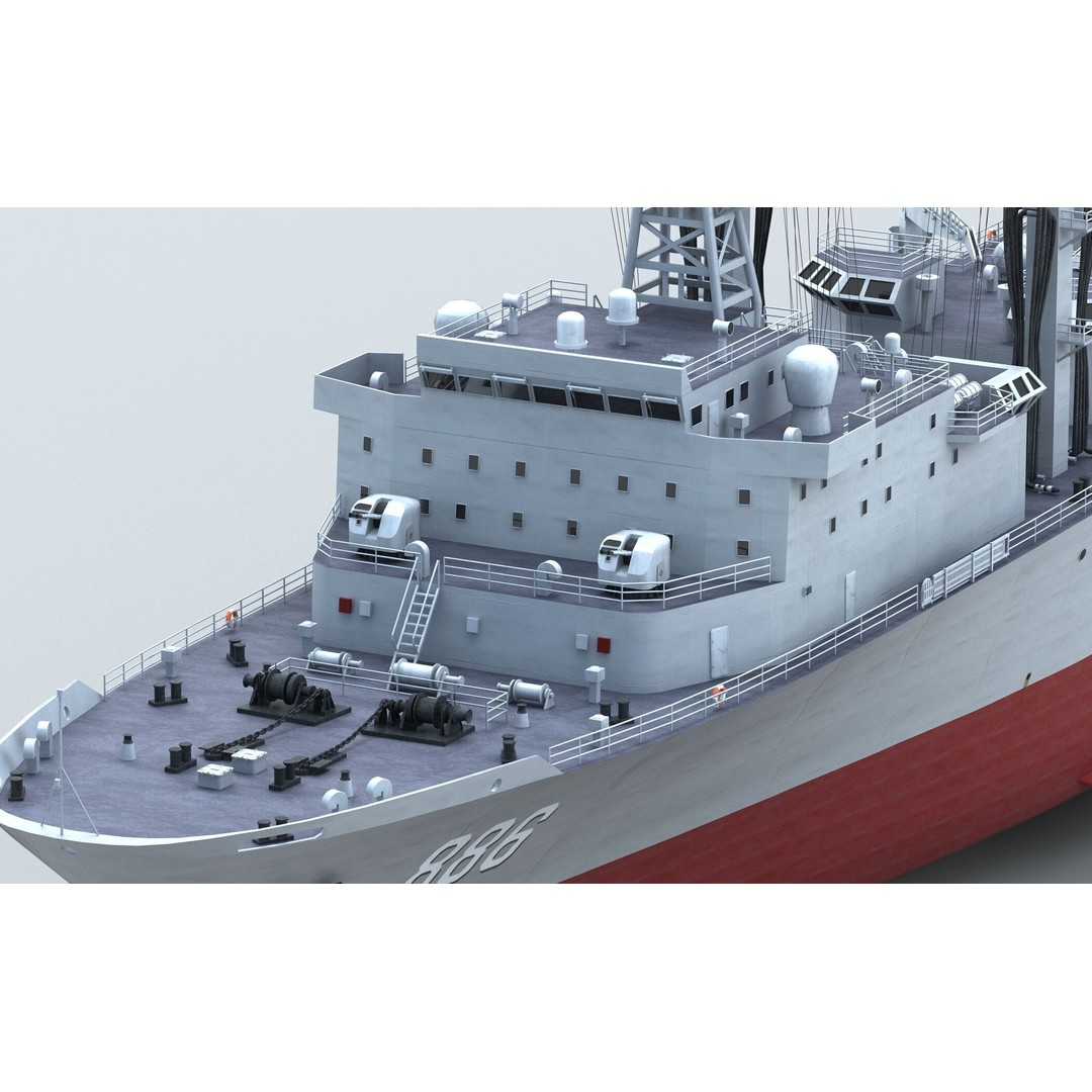 Chinese Navy Type 903 Auxiliary Ship 3D Model – High Poly Game Asset, FBX - View 10
