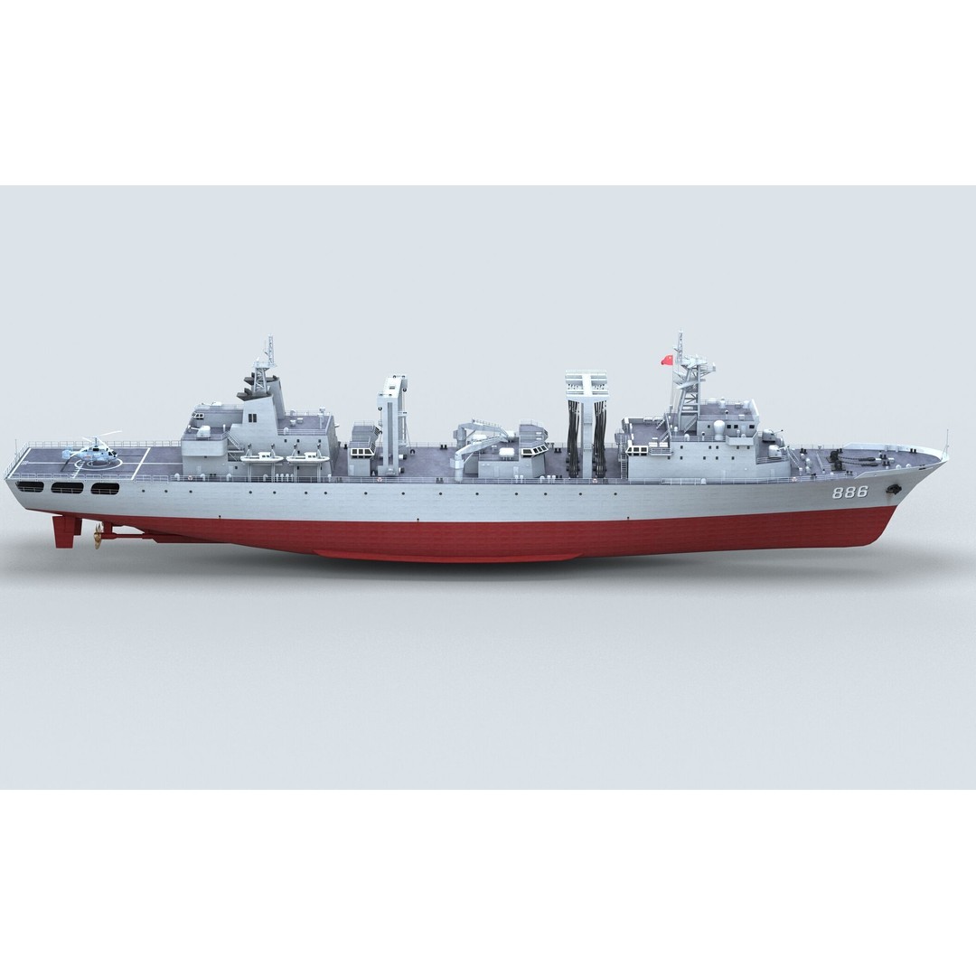 Chinese Navy Type 903 Auxiliary Ship 3D Model – High Poly Game Asset, FBX - View 12