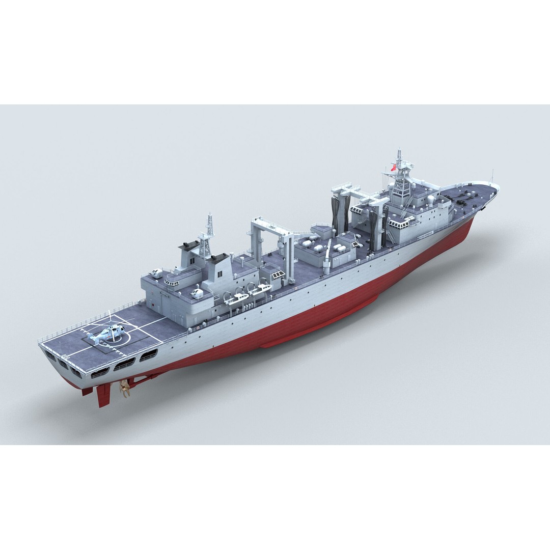 Chinese Navy Type 903 Auxiliary Ship 3D Model – High Poly Game Asset, FBX - View 3