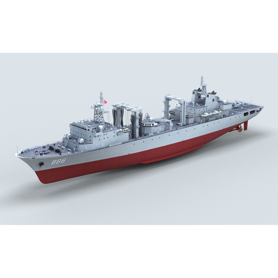 Chinese Navy Type 903 Auxiliary Ship 3D Model – High Poly Game Asset, FBX - View 4