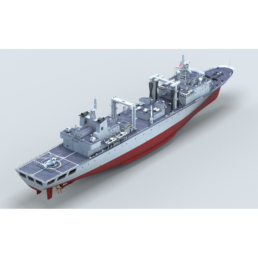 Chinese Navy Type 903 Auxiliary Ship 3D Model – High Poly Game Asset, FBX - View 6