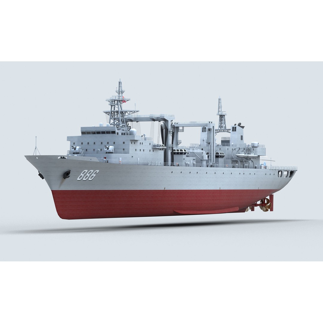 Chinese Navy Type 903 Auxiliary Ship 3D Model – High Poly Game Asset, FBX - View 7