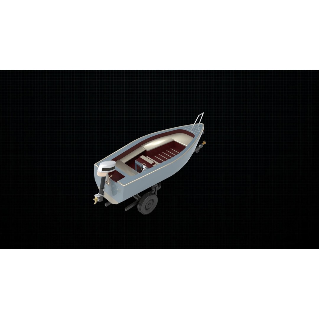 Boat Trailer 3D Model – PBR Game-Ready Asset, FBX