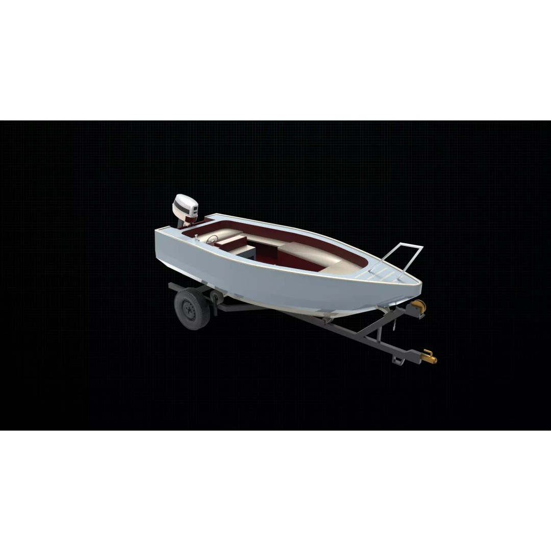 Boat Trailer 3D Model – PBR Game-Ready Asset, FBX - View 2