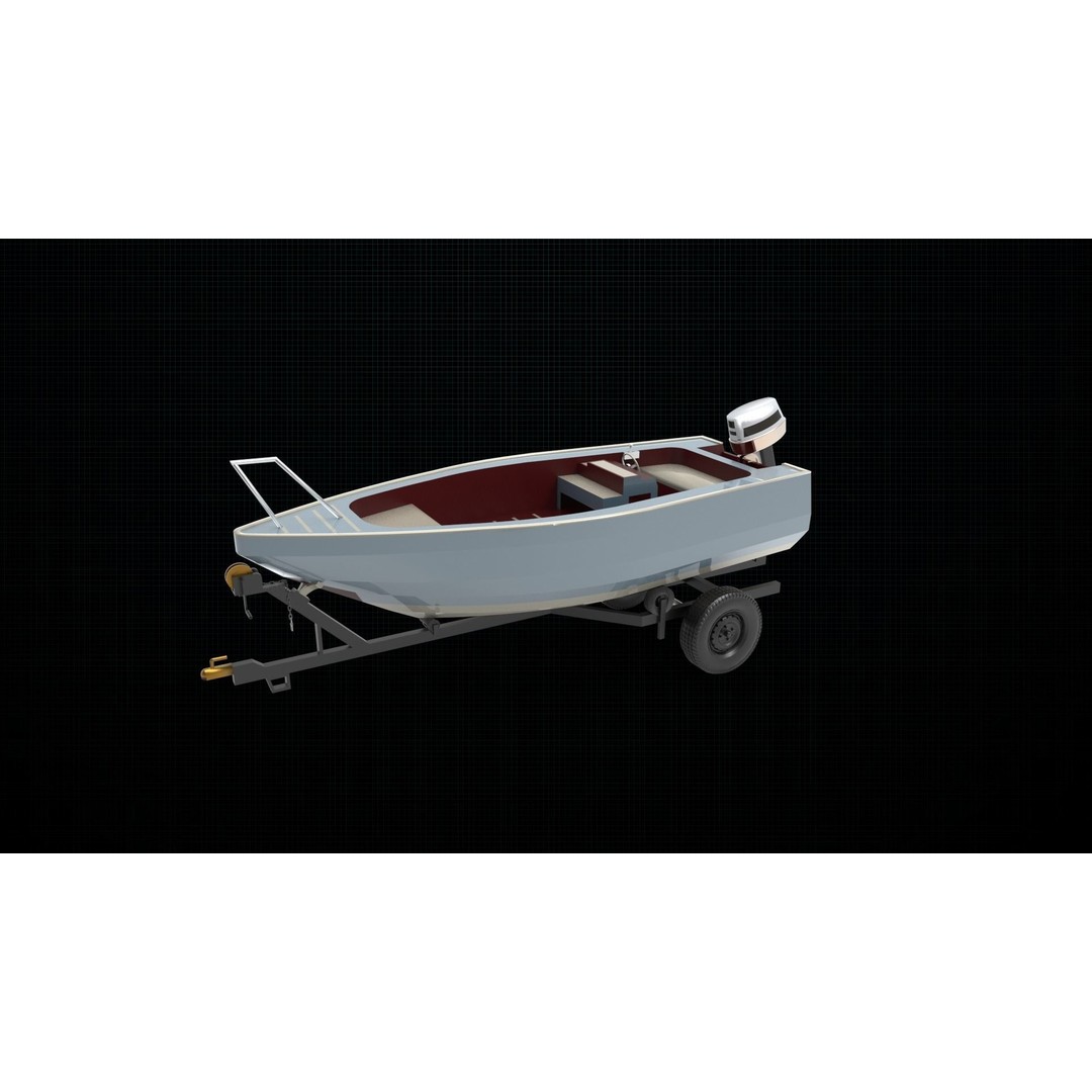 Boat Trailer 3D Model – PBR Game-Ready Asset, FBX - View 3