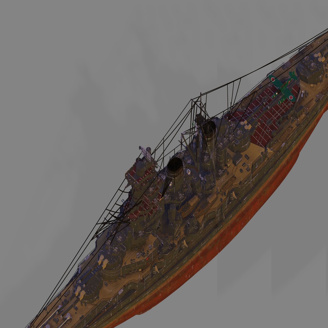 IJN Haruna 3D Model – Detailed Battleship Asset, FBX & OBJ - View 4