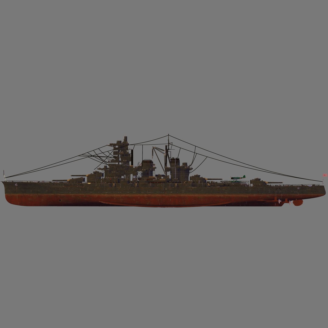 IJN Haruna 3D Model – Detailed Battleship Asset, FBX & OBJ - View 6