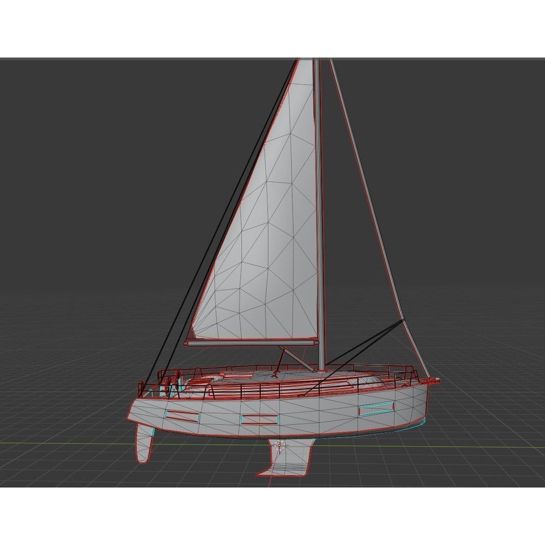 Bavaria Cruiser 37 Sailing Boat 3D Model – Low Poly Game Asset, FBX