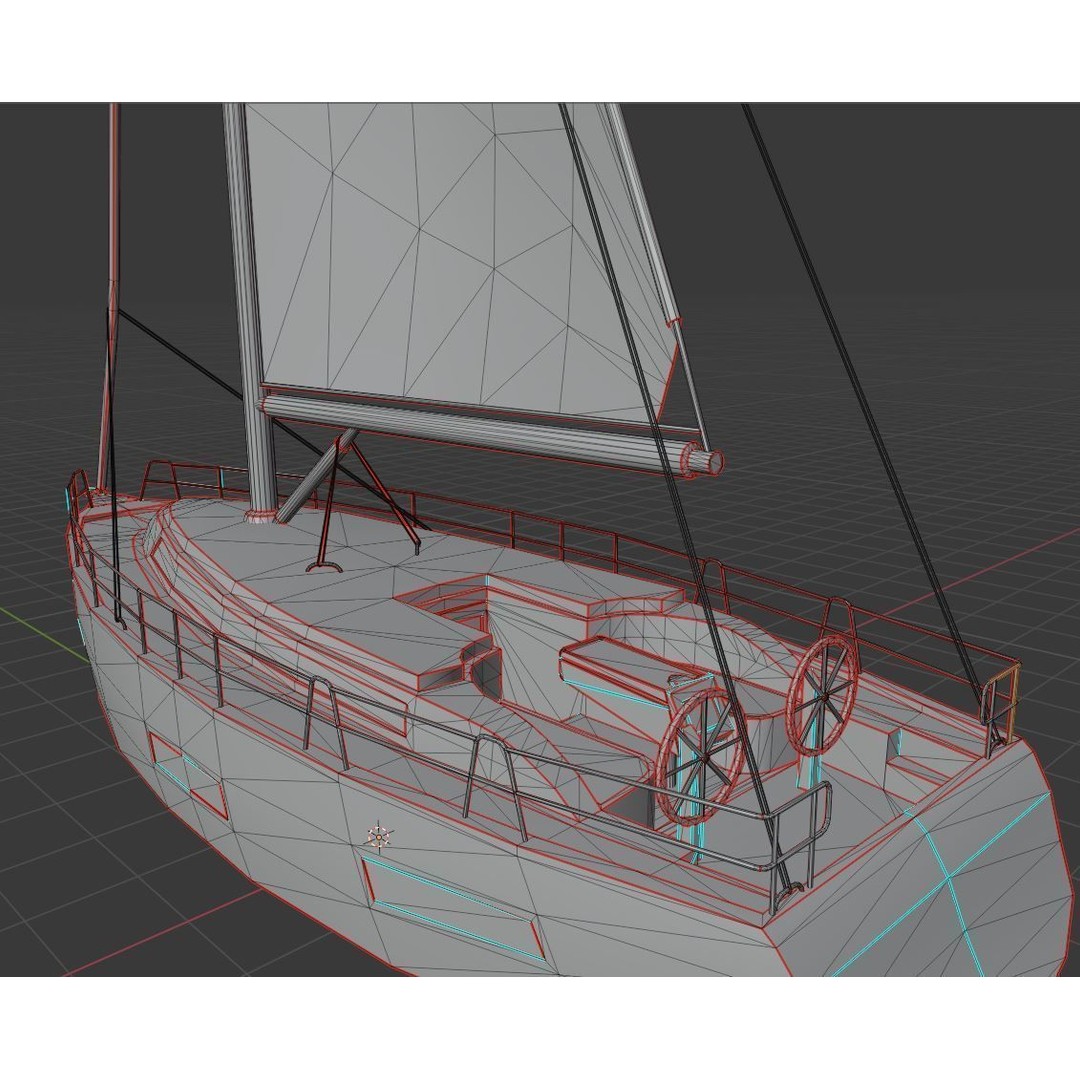 Bavaria Cruiser 37 Sailing Boat 3D Model – Low Poly Game Asset, FBX - View 10