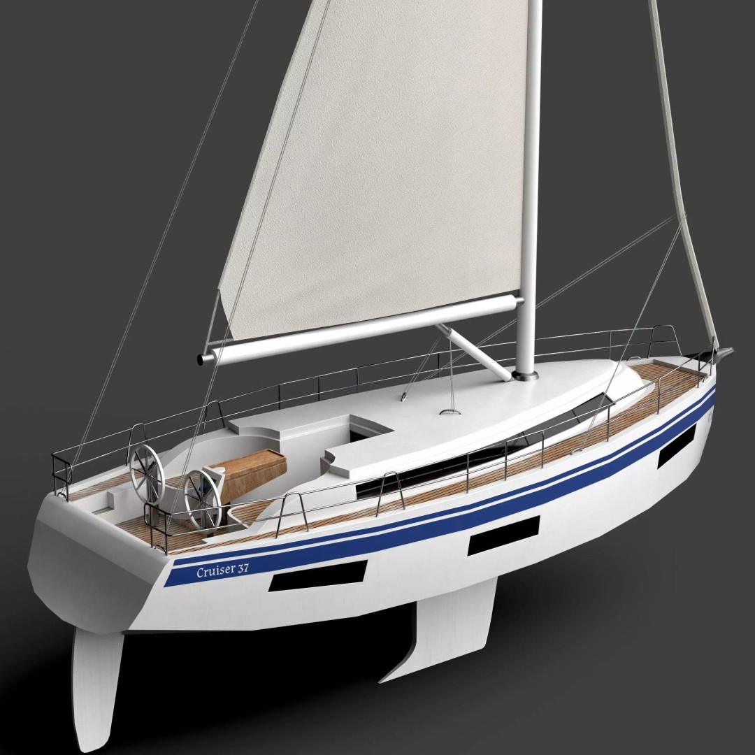 Bavaria Cruiser 37 Sailing Boat 3D Model – Low Poly Game Asset, FBX - View 2