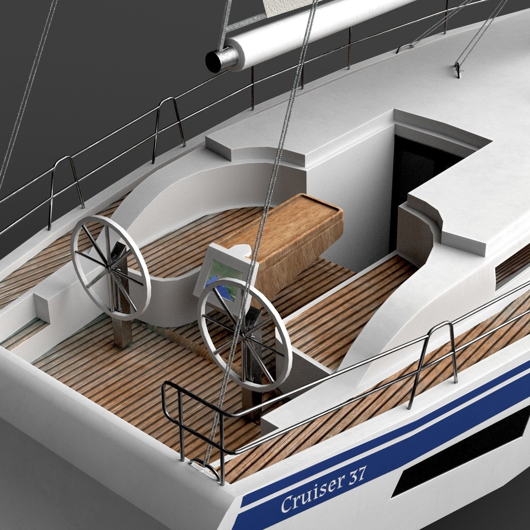 Bavaria Cruiser 37 Sailing Boat 3D Model – Low Poly Game Asset, FBX - View 3