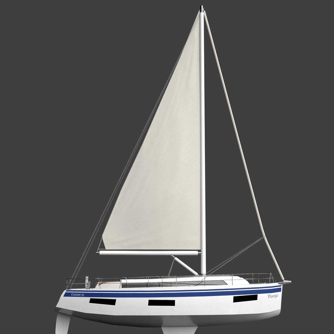 Bavaria Cruiser 37 Sailing Boat 3D Model – Low Poly Game Asset, FBX - View 4