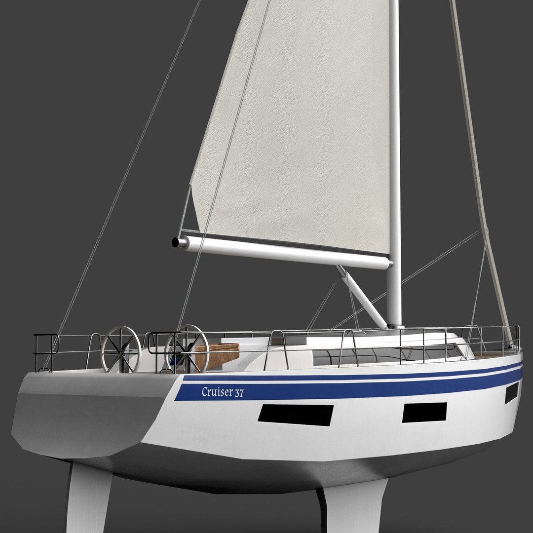 Bavaria Cruiser 37 Sailing Boat 3D Model – Low Poly Game Asset, FBX - View 5