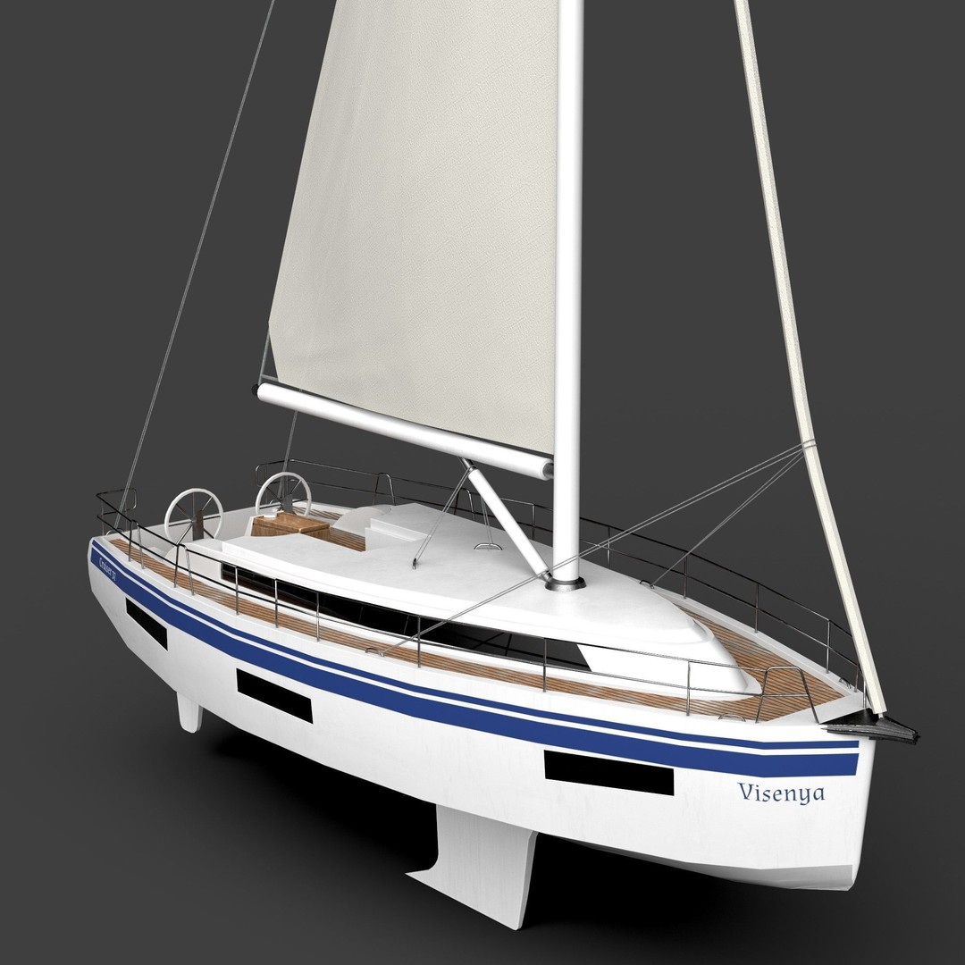 Bavaria Cruiser 37 Sailing Boat 3D Model – Low Poly Game Asset, FBX - View 6