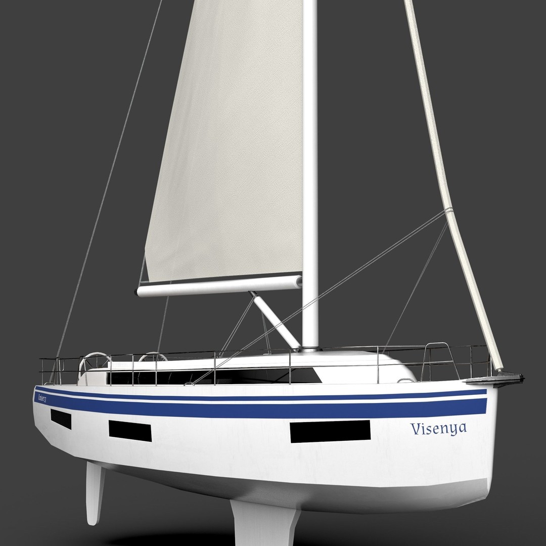 Bavaria Cruiser 37 Sailing Boat 3D Model – Low Poly Game Asset, FBX - View 7