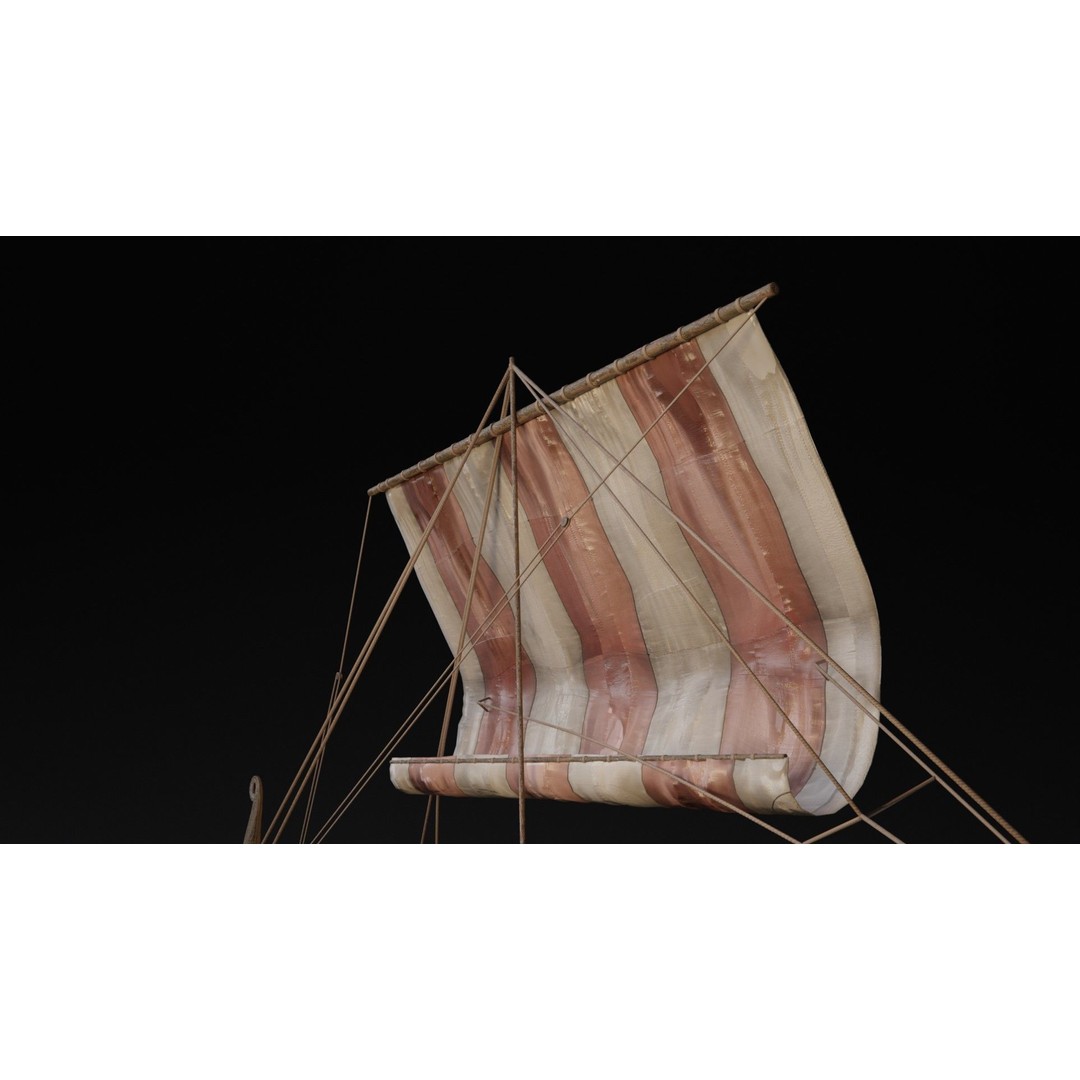 Viking Ship 3D Model – Historic Wooden Watercraft, PBR Textures - View 13