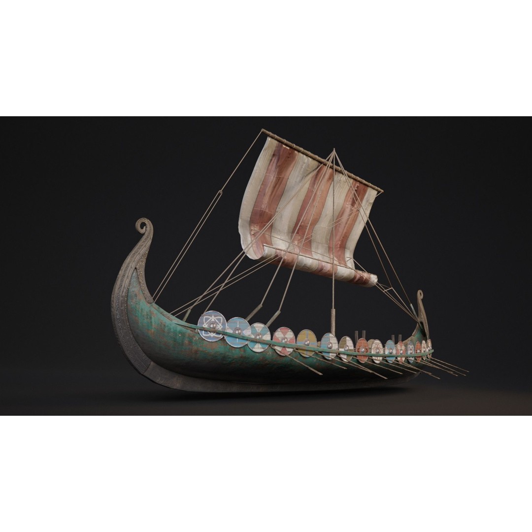 Viking Ship 3D Model – Historic Wooden Watercraft, PBR Textures - View 3