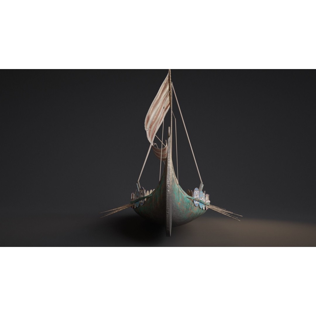 Viking Ship 3D Model – Historic Wooden Watercraft, PBR Textures - View 5