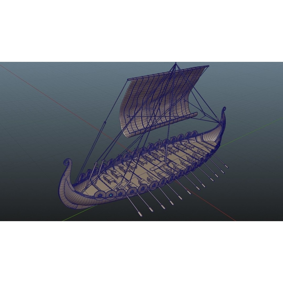 Viking Ship 3D Model – Historic Wooden Watercraft, PBR Textures - View 7