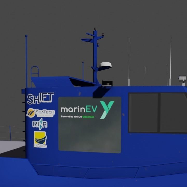 Hydromover Electric Cargo Vessel 3D Model – Low Poly Industrial Watercraft, FBX - View 3