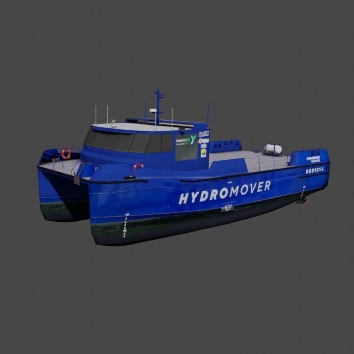 Hydromover Electric Cargo Vessel 3D Model – Low Poly Industrial Watercraft, FBX - View 4