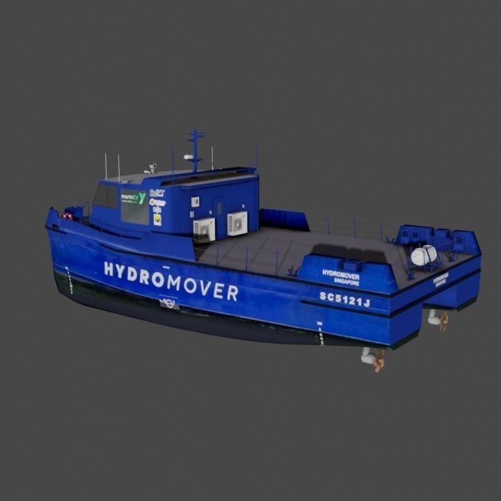Hydromover Electric Cargo Vessel 3D Model – Low Poly Industrial Watercraft, FBX - View 5