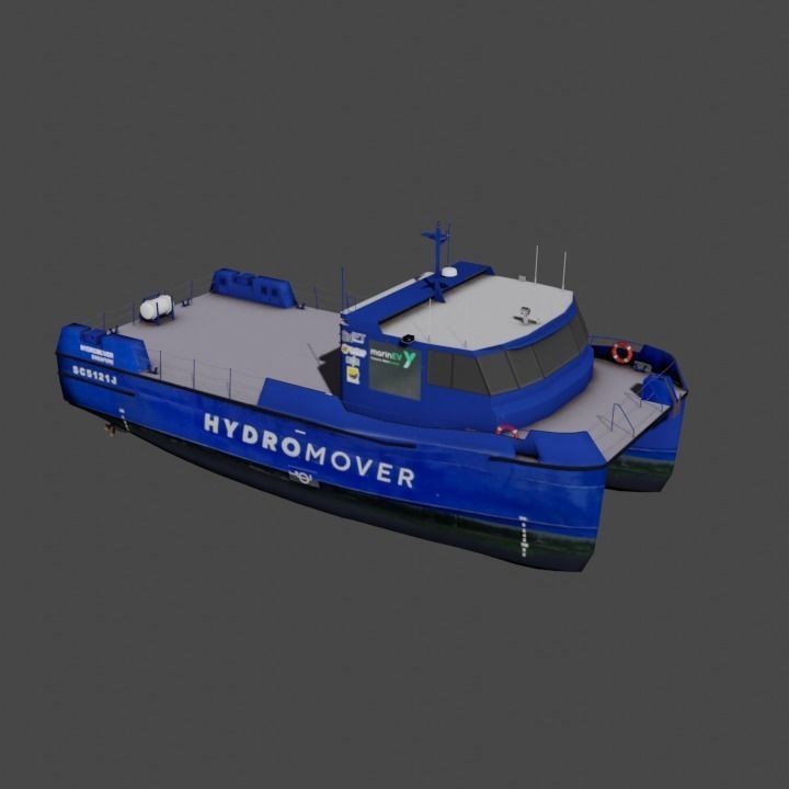 Hydromover Electric Cargo Vessel 3D Model – Low Poly Industrial Watercraft, FBX - View 7