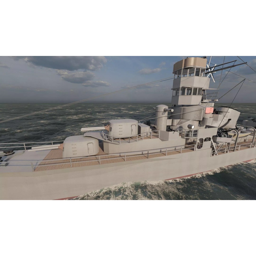 Kagero Class Warship 3D Model – Detailed Naval Vessel for Archviz - View 10