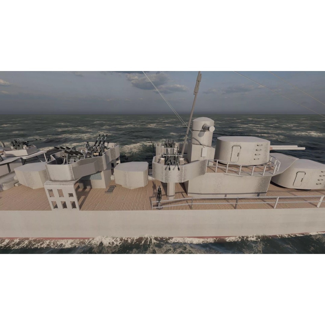 Kagero Class Warship 3D Model – Detailed Naval Vessel for Archviz - View 13